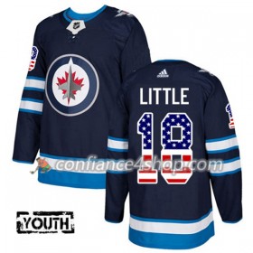 Adidas Maillot de Hockey Winnipeg Jets Bryan Little 18 2017-2018 Bleu Marine USA Flag Fashion Authentic - Enfant